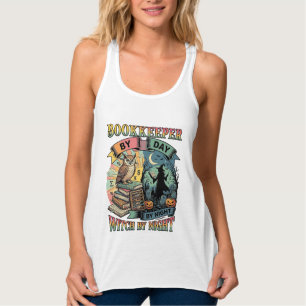 Buchhalter Tag Hexennacht Halloween Eule Bücher Kü Tank Top