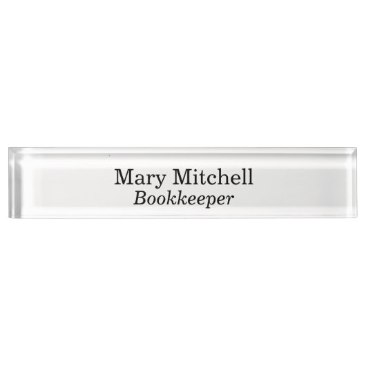 Buchhalter Weiße Akryllik Namensplakette (Vorderseite)