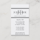Buchhalter-weiße silberne Streifen Visitenkarte (Rückseite)