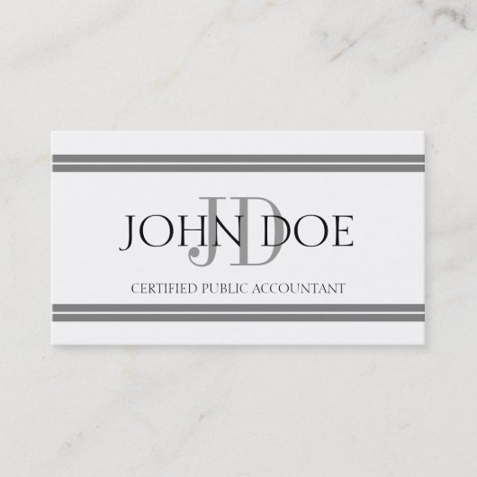 Buchhalter-weiße silberne Streifen Visitenkarte (Vorderseite)