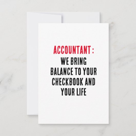 Buchhalter Wir bringen Ihr Scheckbuch in Ordnung. Dankeskarte (Vorderseite)