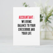 Buchhalter Wir bringen Ihr Scheckbuch in Ordnung. Dankeskarte (Stehend Vorderseite)