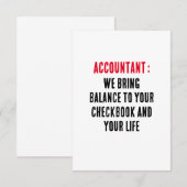 Buchhalter Wir bringen Ihr Scheckbuch in Ordnung. Dankeskarte (Vorne/Hinten)