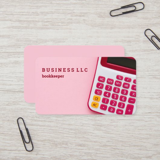 Buchhalterbuchhalter (rosa) visitenkarte (Vorderseite/Rückseite Beispiel)