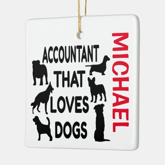 Buchhalterhunde Lieben Hunde CUSTOM Keramikornament (Links)