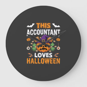 Buchhalterin liebt Halloween-Kürbis Buchhalterin D Große Wanduhr