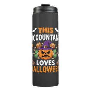 Buchhalterin liebt Halloween-Kürbis Buchhalterin D Thermosbecher