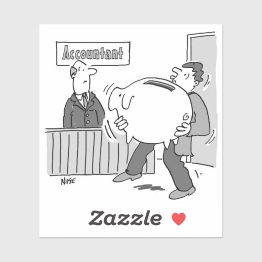 Buchhalterkunde mit riesiger Piggy Bank Aufkleber (Blatt)