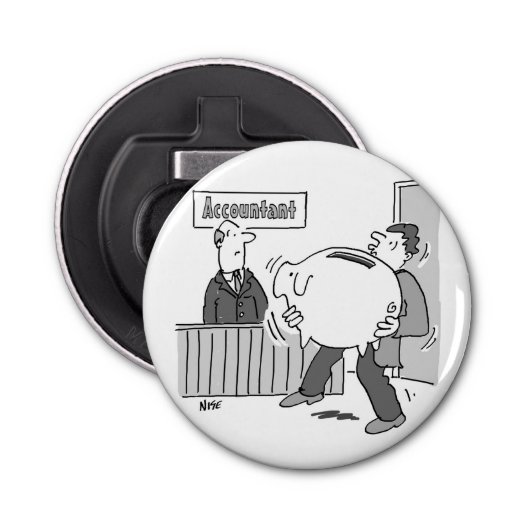 Buchhalterkunde mit riesiger Piggy Bank Flaschenöffner (Vorderseite)