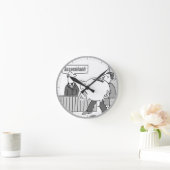 Buchhalterkunde mit riesiger Piggy Bank Runde Wanduhr (Zuhause)