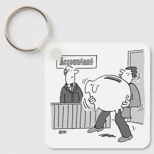 Buchhalterkunde mit riesiger Piggy Bank Schlüsselanhänger (Vorderseite)