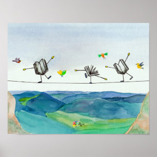 Buchhalterposter Art Tightrope Buchbalancierung Poster