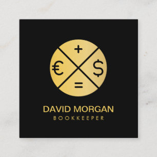 Buchhalterrechner für Schwarz und Gold Quadratische Visitenkarte