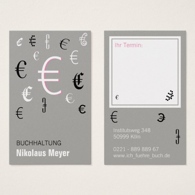 Buchhaltung Visitenkarten mit rosa (Vorne & Hinten)