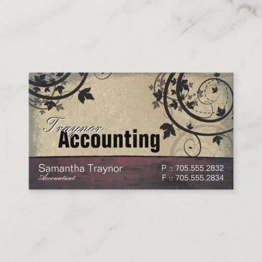 Buchhaltungs-Geschäfts-Karte - Vintages Visitenkarte (Vorderseite)