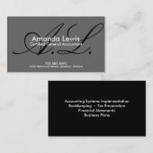 Buchhaltungs-Visitenkarte - Monogramm-Schwarzes u. Visitenkarte (Vorne/Hinten)