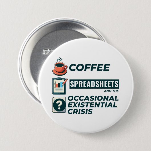 Buchhaltungsrechner Kaffeepass Funny Button (Vorne & Hinten)
