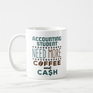 Buchhaltungsstudent braucht mehr Kaffee und Bargel Kaffeetasse