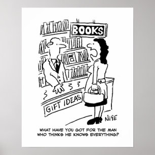 Buchhandlung Kunde fragt Ladenbesitzer eine Frage Poster