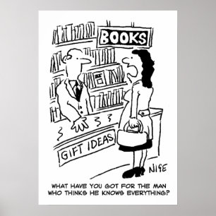 Buchhandlung Kunde fragt Ladenbesitzer eine Frage Poster