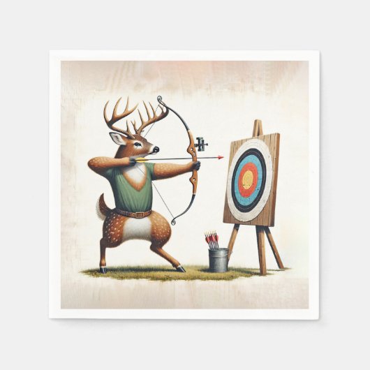 Buchhirsche mit Bow und Pfeil Serviette (Vorderseite)