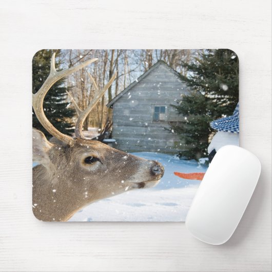 Buchhirsche mit Schneemann Mousepad (Mit Mouse)