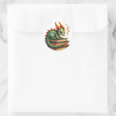 Buchhort-Drache Runder Aufkleber (Tasche)