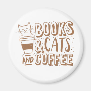 Buchkatzen und -kaffee magnet