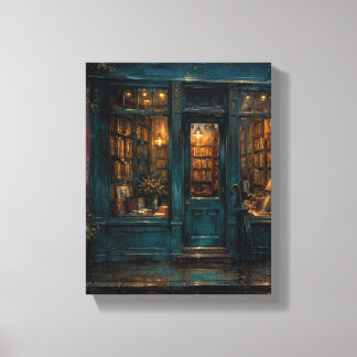 Buchladen Teal zur Schließzeit Moody City Canvas P Leinwanddruck
