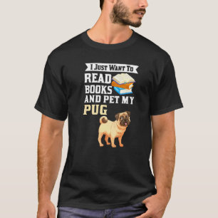 Buchlese-Gif Bücher lesen und meinen Pug-Hund stre T-Shirt