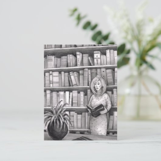 Buchlesen Postkarte (Stehend Vorderseite)