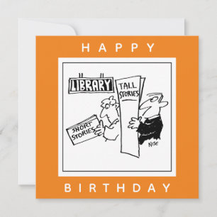 Buchleser auf einem BibliotheksCartoon Karte