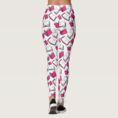 Buchleser Bibliothekar Autor Pink White Muster Leggings (Rückseite)