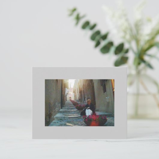 Buchleser in Cefalu Postkarte (Stehend Vorderseite)