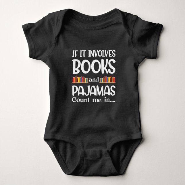 Buchleser Pajamas Buchwurm Funny Reading Baby Strampler (Vorderseite)