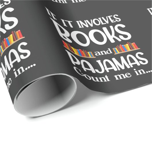 Buchleser Pajamas Buchwurm Funny Reading Geschenkpapier (Rolleneckpunkt)