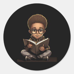 Buchlesung Afro American Reader Bookworm Runder Aufkleber