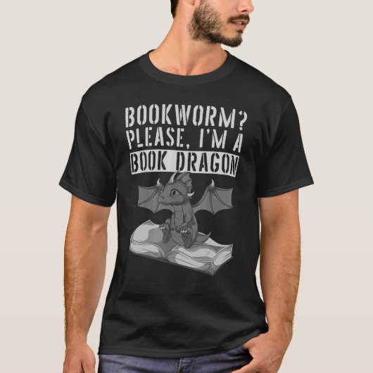 Buchlesung Buchwurm Fantasy Creature Book Drago T-Shirt (Vorderseite)