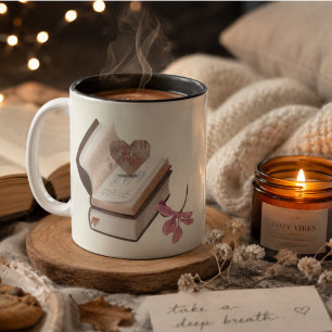 Buchliebe mit Herz Karte & Liebesladen Zweifarbige Tasse