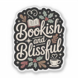 Buchliebend und Glückselig - Cozy Holiday Buch Aufkleber