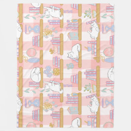 Buchliebende Katzen Geschenk Rosa Pastell Fleecedecke