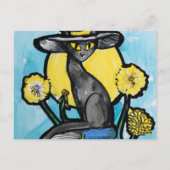 Buchliebende Katzenhexe Postkarte (Rückseite)