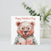 Buchliebender Bär Valentinstag Karte (Stehend Vorderseite)