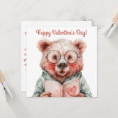Buchliebender Bär Valentinstag Karte (Vorderseite/Rückseite Beispiel)