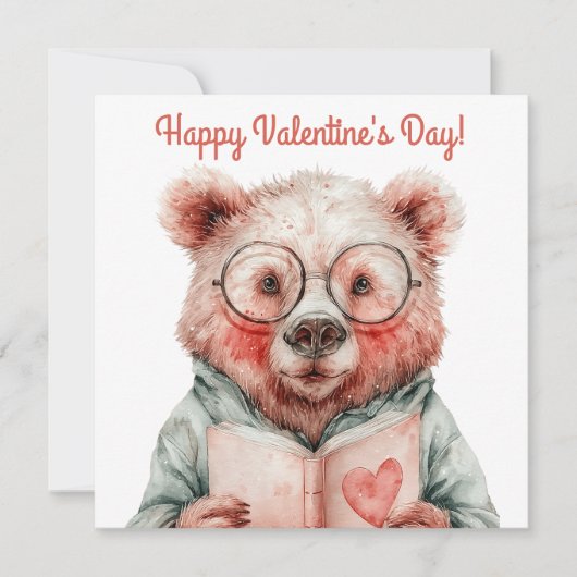 Buchliebender Bär Valentinstag Karte (Vorderseite)