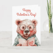 Buchliebender Bär Valentinstag Karte (Vorderseite)