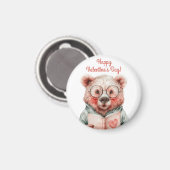 Buchliebender Bär Valentinstag Wasserflasche Magnet (Vorderseite/Rückseite)