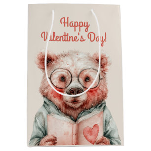 Buchliebender Bär zum Valentinstag Mittlere Geschenktüte