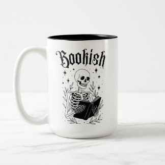 Buchliebendes Skelett Halloween-Lesegotik Zweifarbige Tasse