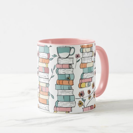 Buchliebhaber Bücher Pastellrosa Kaffeetasse (VorderseiteRechts)